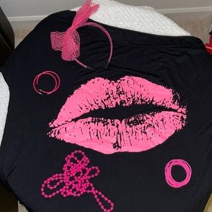 2XL 80’s Tee; Earrings; Bracelets; Necklace; Headband